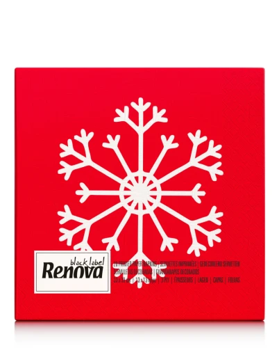 Białe serwetki papierowe Renova White Snowflakes w opakowaniu