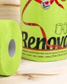 Limonkowa rolka Renova z szarą tulejką przy opakowaniu