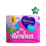 Różowy papier toaletowy Renova Skin Care Lotion Rose 4 rolki