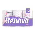 Większy zapas ulubionej kolekcji: Renova Skin Care Plus Crema, 12 rolek trzywarstwowego papieru toaletowego, po 200 listków na rolce.
